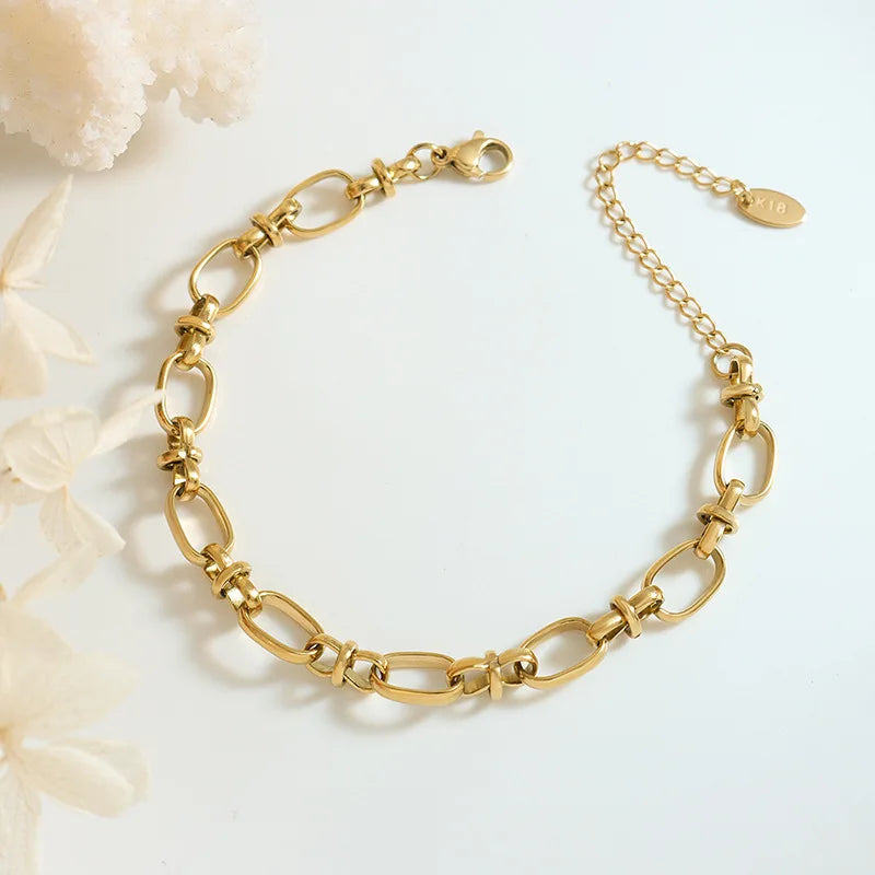 Trendy Stainless Steel Jewelry 18K Gold Plated Link Chain Bracelets Women