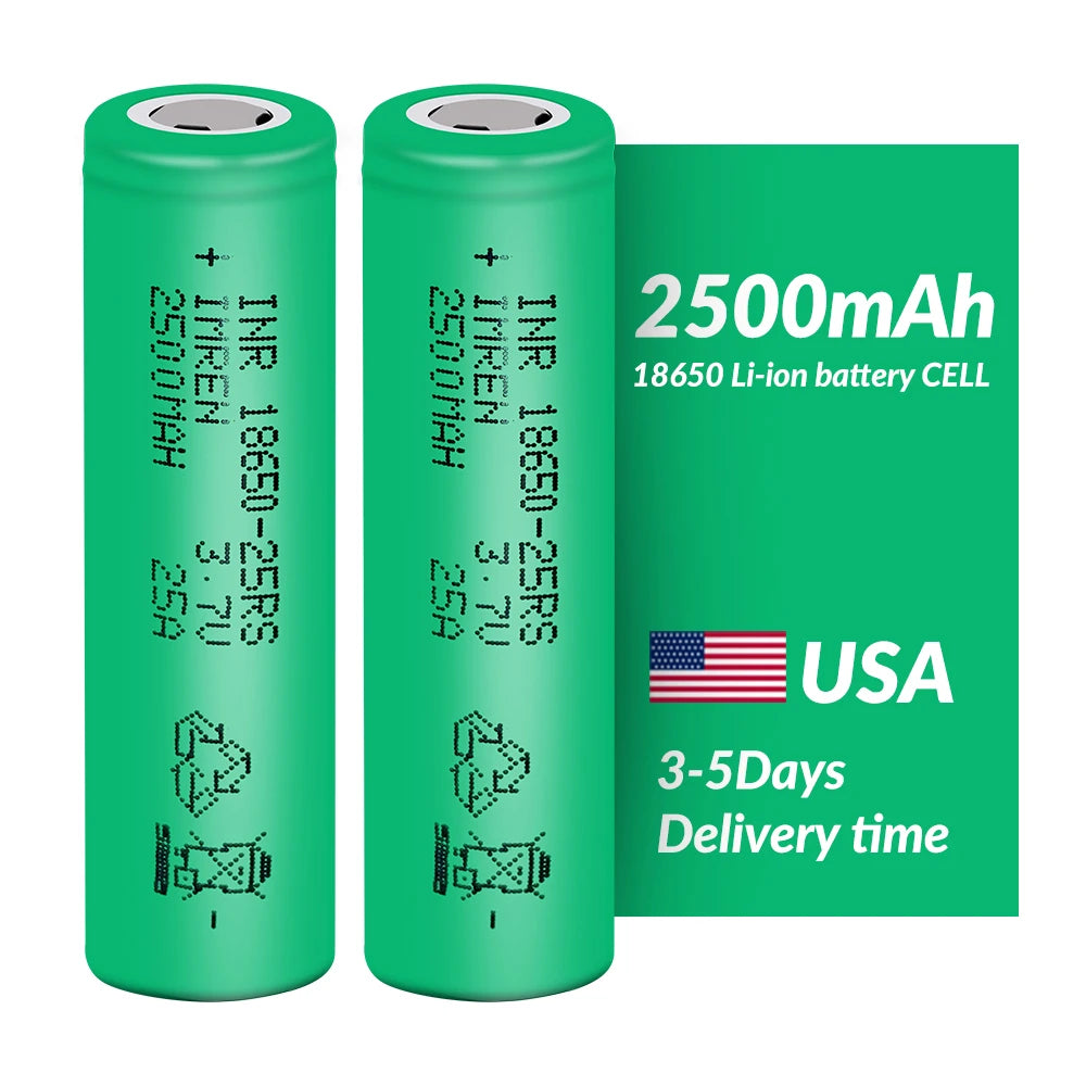 A Grade Inr18650 25r 2500mah 3.7v Power Tool 2500 Rechargeable Battery for Golf Carts MegaBDM