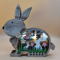 New Easter Wooden Crafts Luminous Color Hollowed Rabbit Ornaments Home Festival Decorations