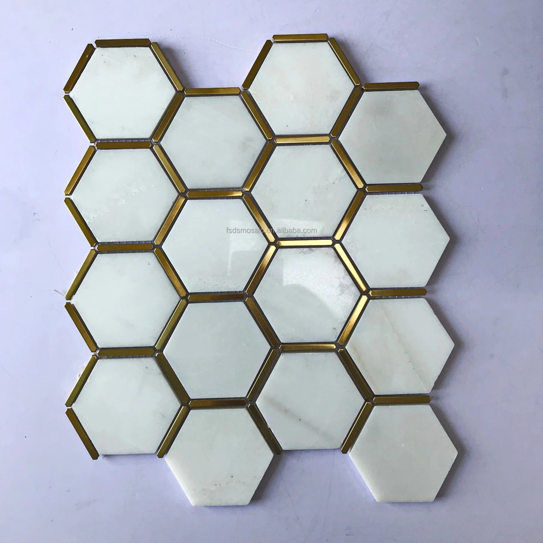 Hexagon Shape Luxury Tiles Kitchen Wall Tiles Basket Weave Marble Mosaic Tiles