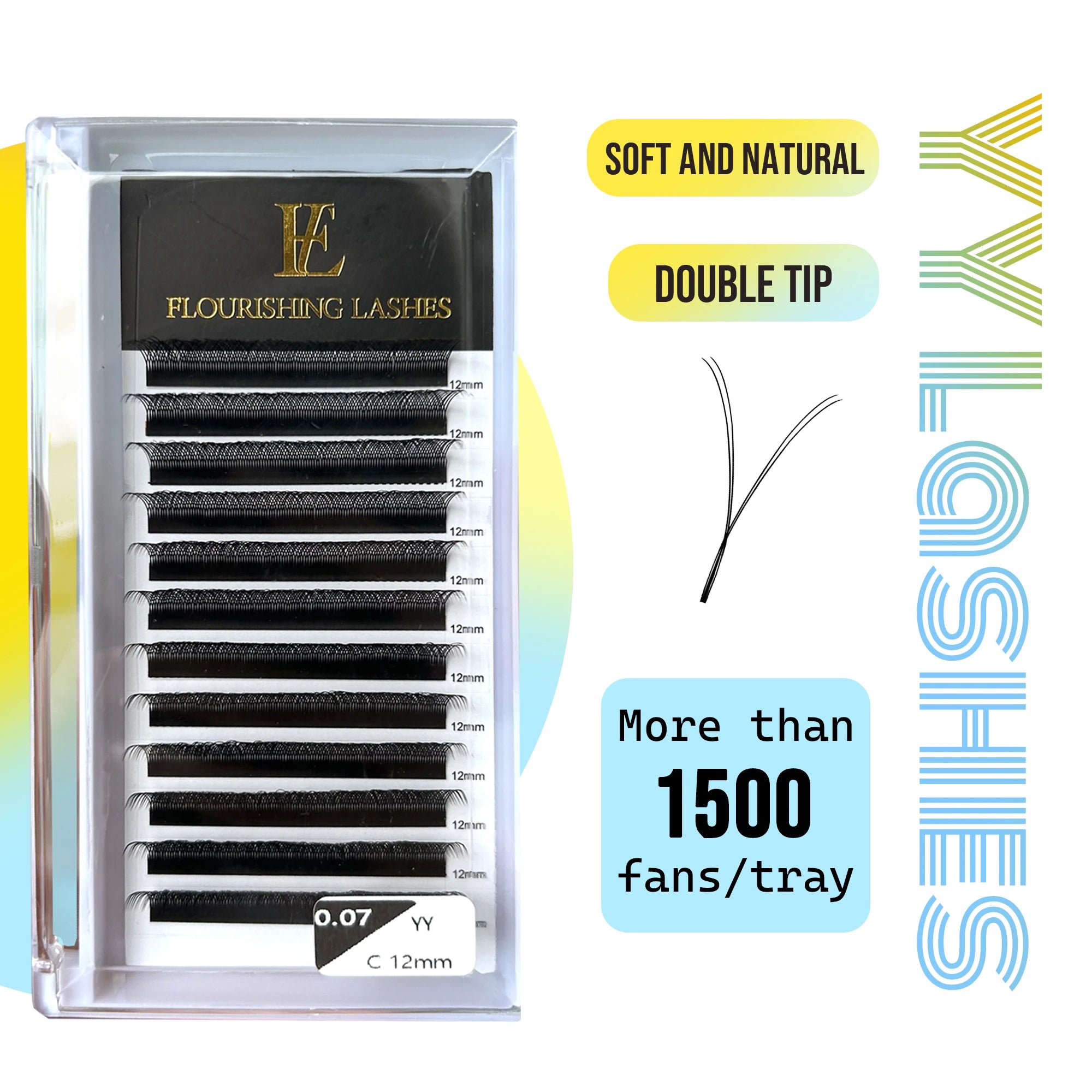 YY Lashes Handmade Y Shape Eyelash Extensions Natural Style 0.07mm Thickness False Eyelashes
