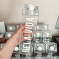 Milk Box Milk Carton Water Bottle 250ml 500ml 1000mlstic CLASSIC PS Customized Crystal Bottle Acrylic Lovers Gym Plastic Bottle