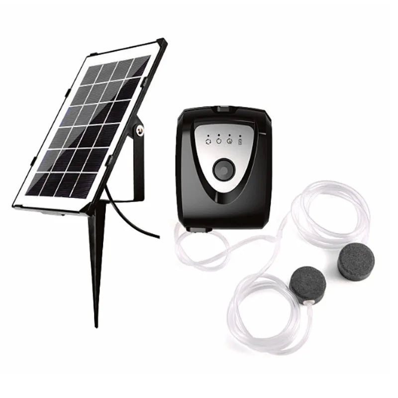 Solar Powered Rechargeable Plastic Air Pump Aerator Oxygenator for Pond and Aquariums Fish Tank Everyday Use