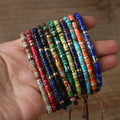 Semi-precious Flat Beaded Braid Bracelet 2 X 4mm Natural Rhodonite Spacer Beaded Bracelet for Women Jewelry Drop Shipping