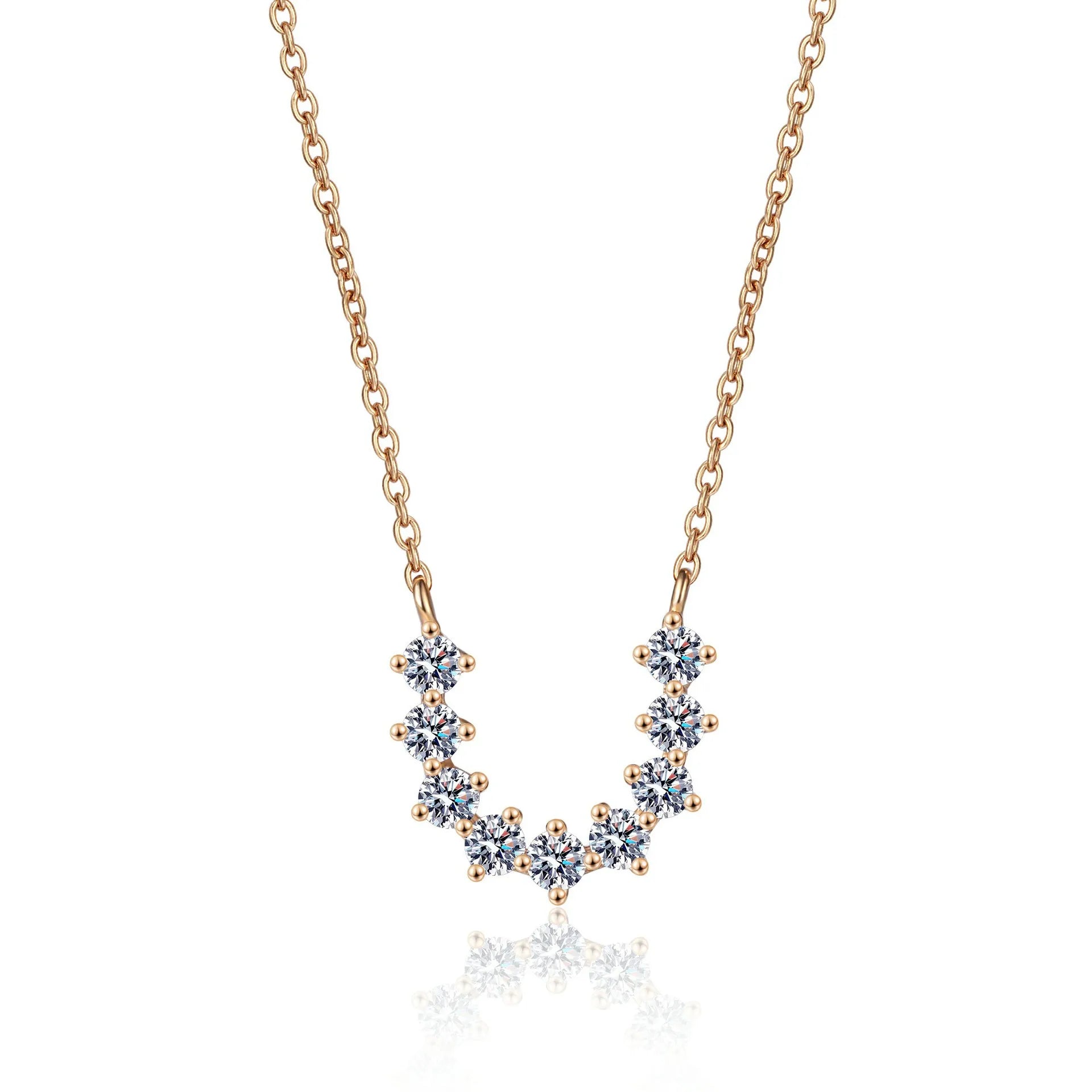 New Arrival 925 Sterling Silver Champagne Gold Sparkling Moissanite 0.54Carat U Shape Moissanite Necklace for Women