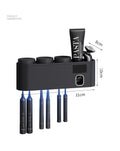 Multifunctional Wall Mounted Bathroom Portable Toothbrush Holder Black Automatic Toothpaste Squeezer