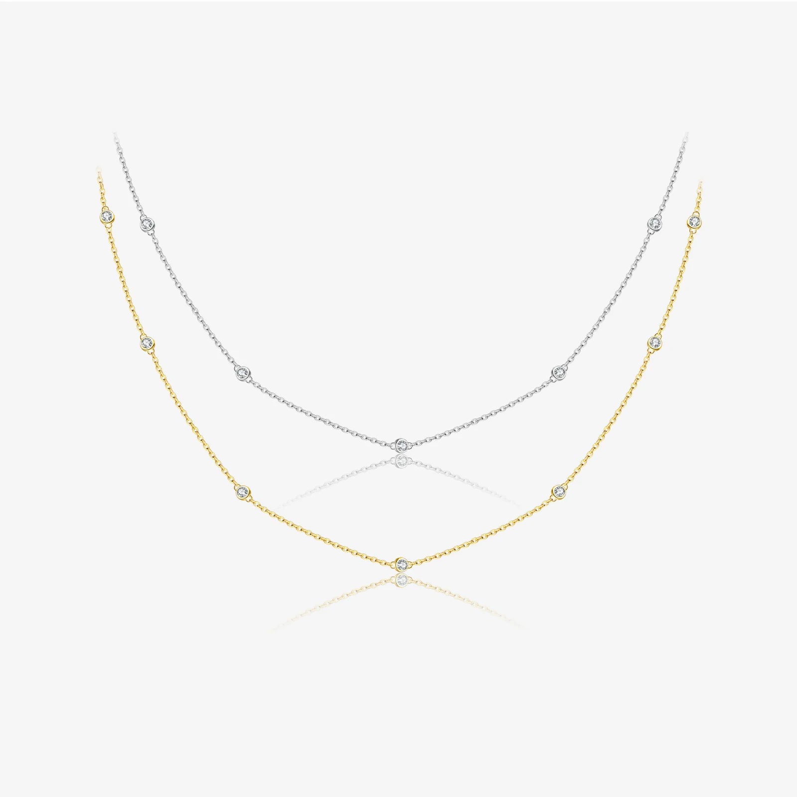 FUAMAY Collares Para Mujer 925 Silver Necklace Golden Women Charms Zircon Necklace