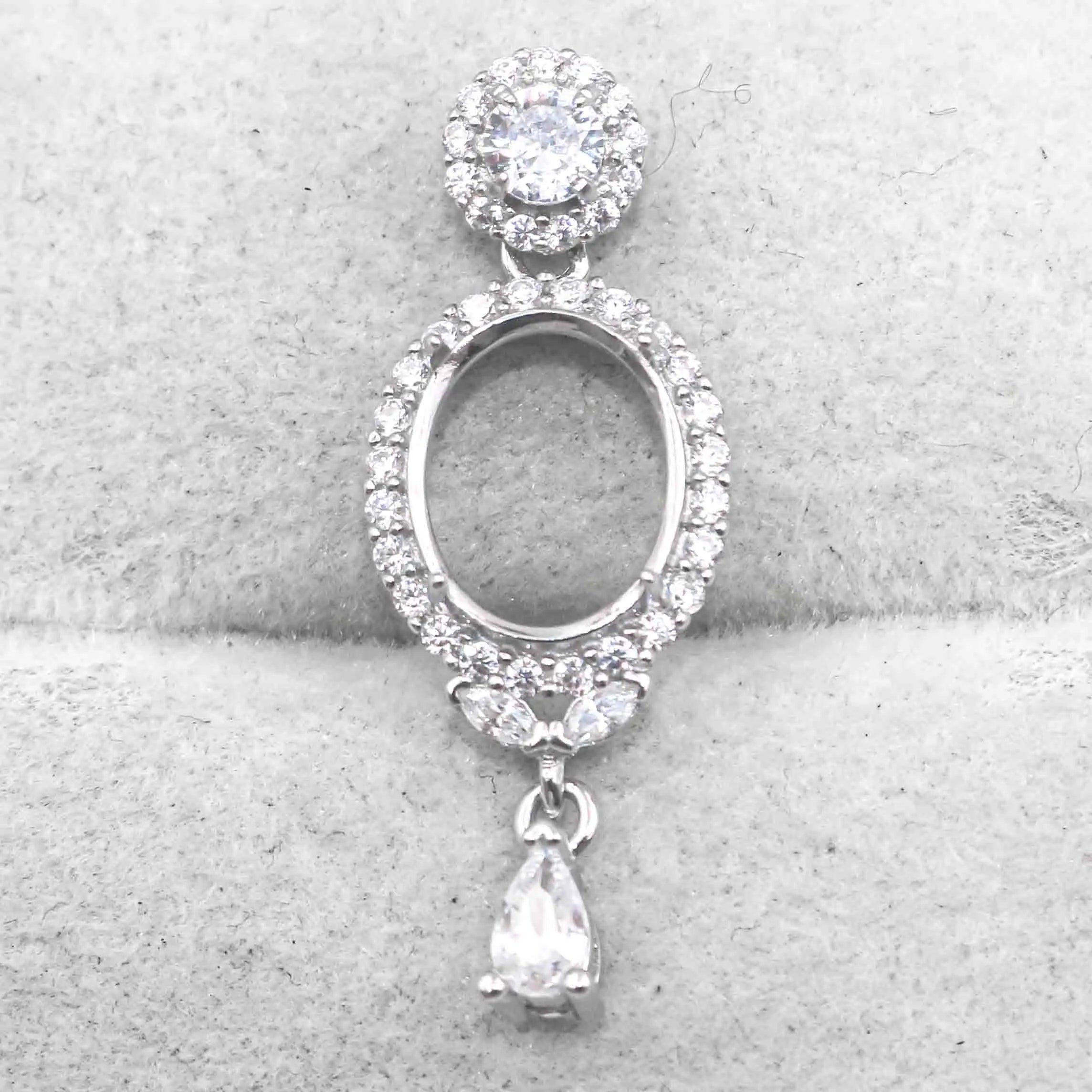 Sterling Silver 9*11mm Semi Mount Pendant Empty Frame Blank Support Setting S925 Base Holder Without Center Stone for DIY Inlay