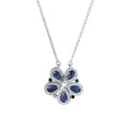 Delicate Rhodium Plated 925 Silver Jewelry Natural Sapphire Five  Leaf Clover Necklace for Women Birthday Gift