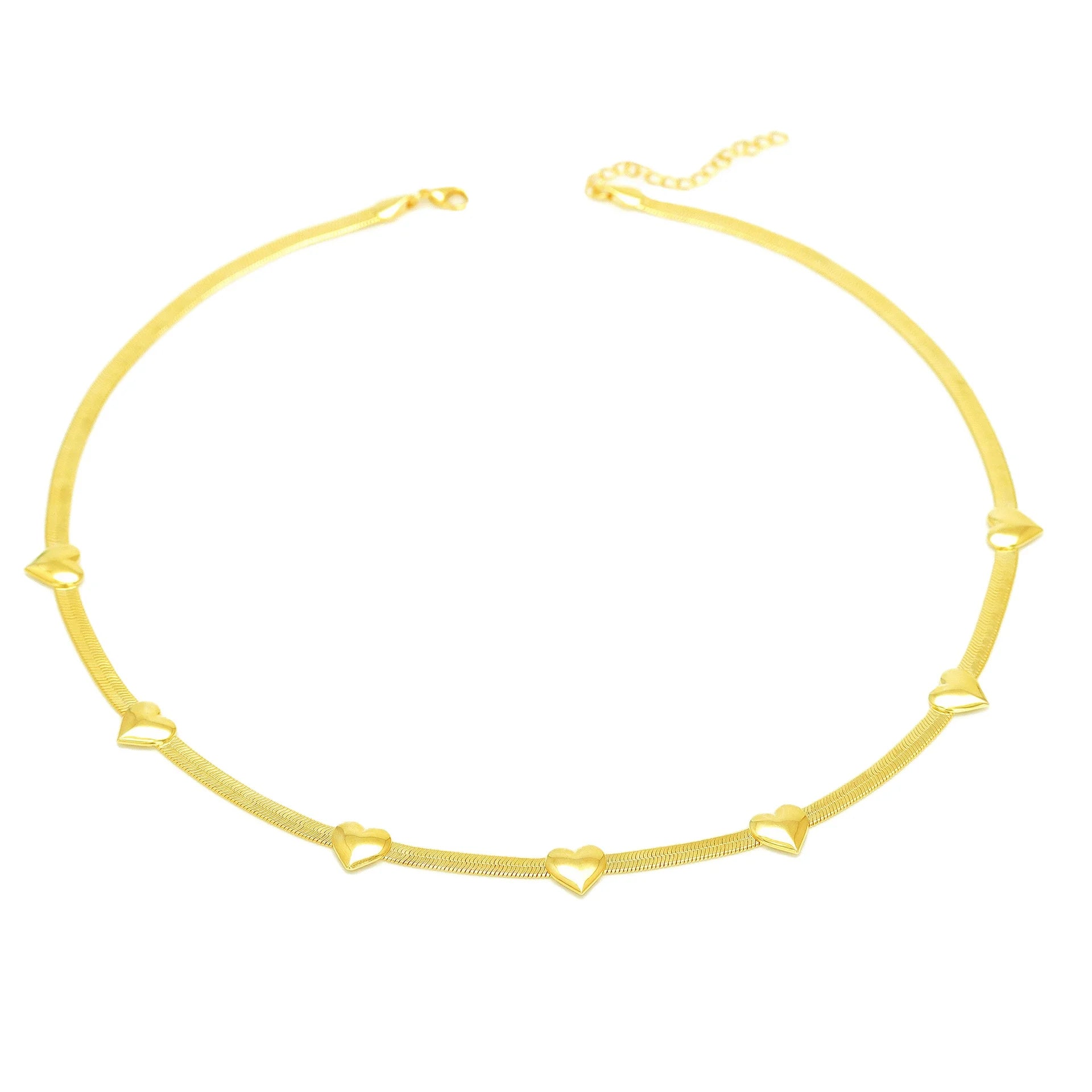Hot Sale Snake Chain Heart Necklaces Gold Plated Romantic Heart Women Jewelry Necklaces Accessories