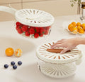 Easy to Use Folding Double-Layer Vegetable Fruit Plastic Washing Strainer Bowl with Lid Drainer Bowl Drain Basket for Kitchen