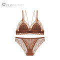 Wire Free Lace Embroidery Bikini High-Rise Everyday Women's Sexy Lingerie Underwear Bra Set