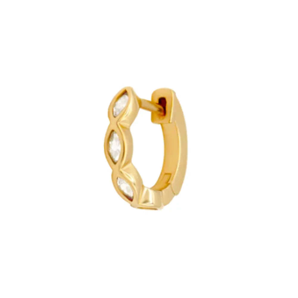 925 Sterling Silver Horse Eye Zirconia Pave 18K PVD Gold Plated Simple Huggie Earrings Jewelry Wholesale