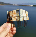 Diy 100% Genuine Moon Diy Natural White Crystal Comb Wide and Long Crystal Hand-tied Bridal Silver Thread 20-tooth Hair Comb