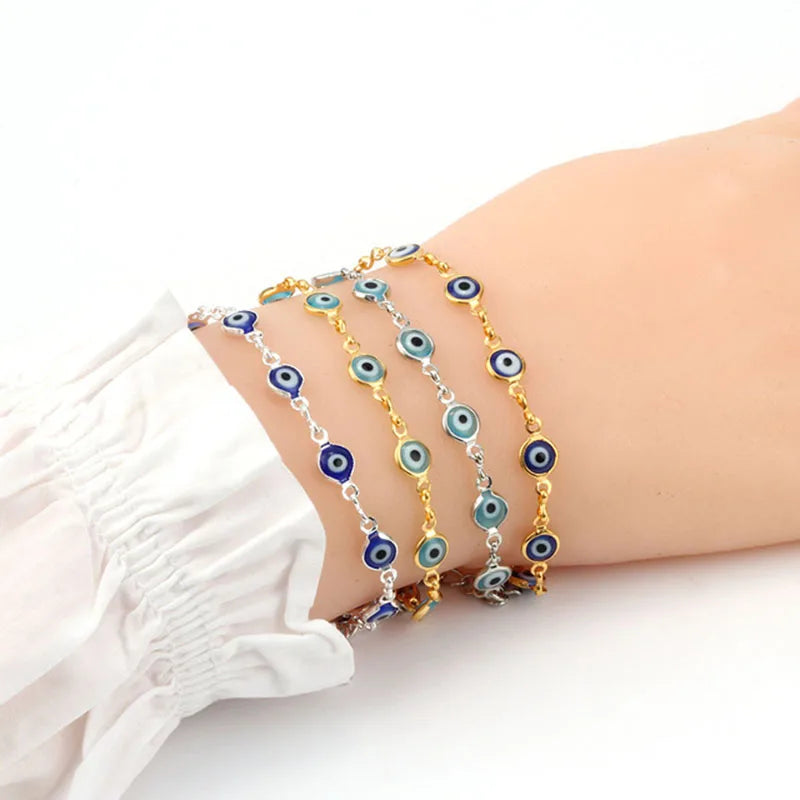 Hot Selling Fashion Bohemia Women's Demon Eye Jewelry Lucky Gift Alloy Evil Eyes Beads Bracelet