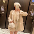 Autumn/Winter New Mid Length Sequin Pocket Thickened Suit Coat High Waist Shorts Elegant Women's Set