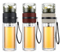 Eco-Friendly 400ml Glass Tea Infuser Bottle with Screw Direct Drinking Water Infused Liquor Bottle Travel Recyclable Drinkware