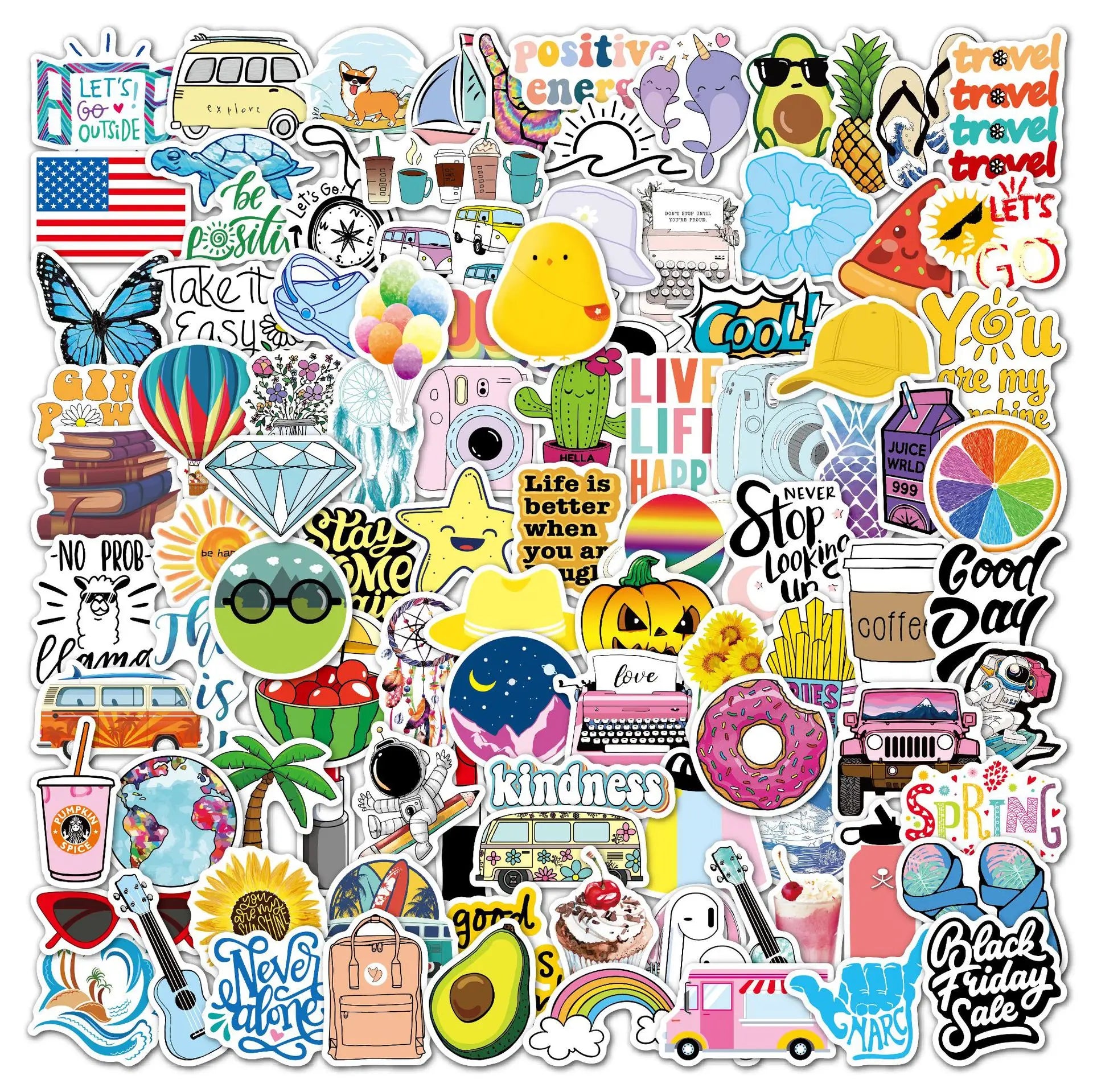 2025 New Sticker 100 Cute Cartoon Inss Graffiti Waterproof Decorative Water Bottle Computer Suitcase Cow Sticker