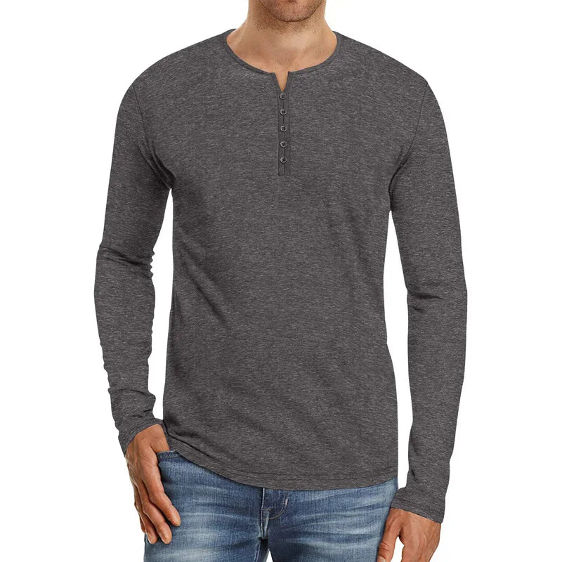 Men's Shirt Long Sleeve Casual Top Regular Fit Basic T-Shirts