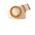 Straw Woven Elastic Stretch Waist Belt Skinny Dress Belt Cinch Fashion Round Wooden Buckle Braided Strap Women Belts