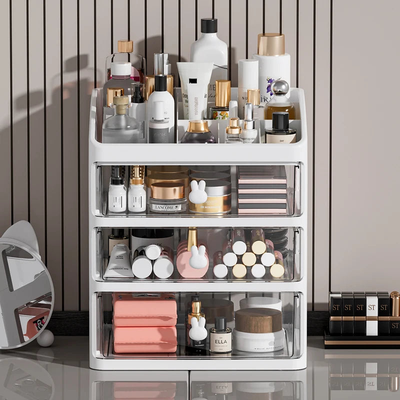 Haogle Hot Sale Drawer Plastic Desktop Cabinet Multifunctional Storage Box Plastic Desktop Cosmetics Storage Cabinet
