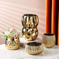 Decorative Gold Indoor Office Flower Forever Gold Luxurious Hot Pot Nordic Geometric Round Ceramic Flowerpot