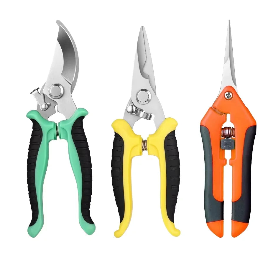 8 Inch Industrial Grade Stainless Steel Crooked Head Bypass Pruning Shears Beak Shaped Tool Pliers for Garden Farm Fruit