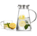 68oz 2000ml Stainless Steel Lid Glass Water Jug Custom Logo Cold Brew Iced Tea & Juice for Home & Restaurant Use 1.8L Capacity