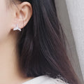 925 Sterling Silver Fishtail Earrings for Women Gold Plated Statement Jewelry with Zircon for Weddings