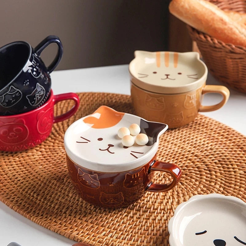Ceramics Cute Cat Cup Shiba Inu Coffee Cups Cups Household Cartoon Kawaii Kids Breakfast Oat Milk Mugs