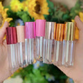 5ml Custom Logo Plastic Clear Heart Shaped Lip Gloss Tubes with Screen Printing Cute Packaging and Wands