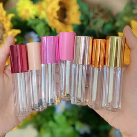5ml Custom Logo Plastic Clear Heart Shaped Lip Gloss Tubes with Screen Printing Cute Packaging and Wands