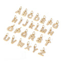 Stainless Steel 14K Gold Plated High Polish 8*6mm Zircon Letter Alphabet Initial Charm DIY Pendant Accessories Jewelry