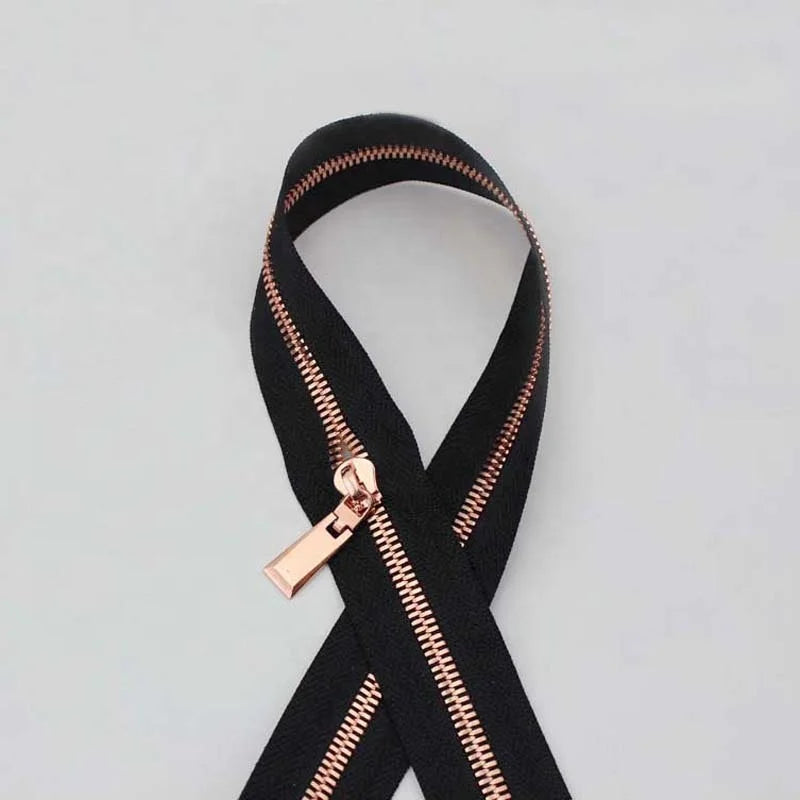 Nolvo World 580 Fabric Colors 5# High-end Two-way Rose Gold Copper Corn Teeth Zipper 2 Way Metal Zippers for Purse Sewing
