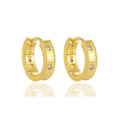 WMEA776 CZ Rope Edge Creole Hoop Earrings Chunky Hoops Sterling Silver Gold Plated Cubic Zirconia Antique Hoop Earrings