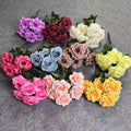 EG-VG257 New Design Wedding Event Decoration Faux Floral Arrangement 7 Flower Heads Artificial Silk White Rose Flowers Bouquet