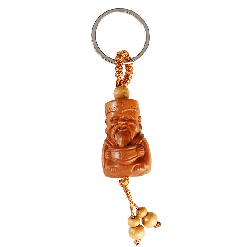 Wholesale Mahogany Three-dimensional Engraving Key Chain Charm Lifelike Wood Key Ring Car Keychain for Mannen Woman