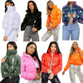 Winter Solid Women's Short Crop Bomber Jacket Stand Thick Zipper Waterproof Windproof Eco-Friendly Puffer Coat Long Sleeves