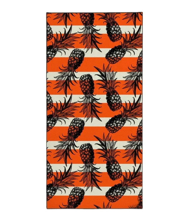 Customizable Lightweight Pineapple Printed Microfiber Beach Towel Sand-Free Swimming Blanket with Cabana Design