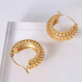 18k Stainless Steel c Shape Polka Dot Earrings Funny Gold Plated Hoop Earrings