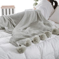 Dqt Organic Cotton Soft Adult Baby Kids Chunky Picnic Pom Pom Thermal Crochet Knitted Throw Tassel Blanket for Home Decoration