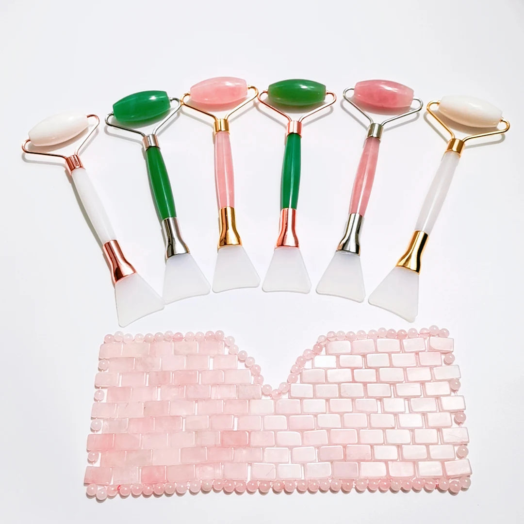 HZ Rose Quartz Crystal Eye Mask Relieve Wrinkles and Anti-aging Natural Jade Eye Mask