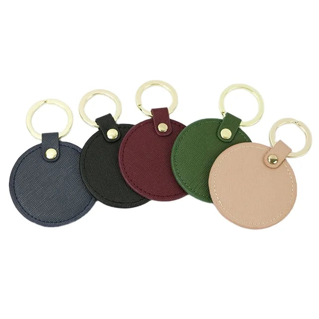 Genuine Leather Round Keychain Personalized Creative Accessory for Gifts