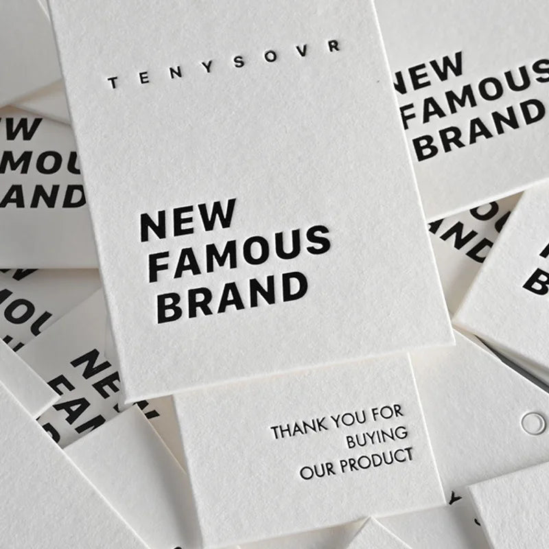 Factory Custom White Jeans Swing Hang Tag Free Design Logo Paper Labels With Small Business