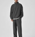 Long Sleeve T Shirt 1/4 Zipper Sweatshirt Tracksuits Sweater Custom Men Fleece Cotton Quarter Zip Hoodie and Sweatpants Set