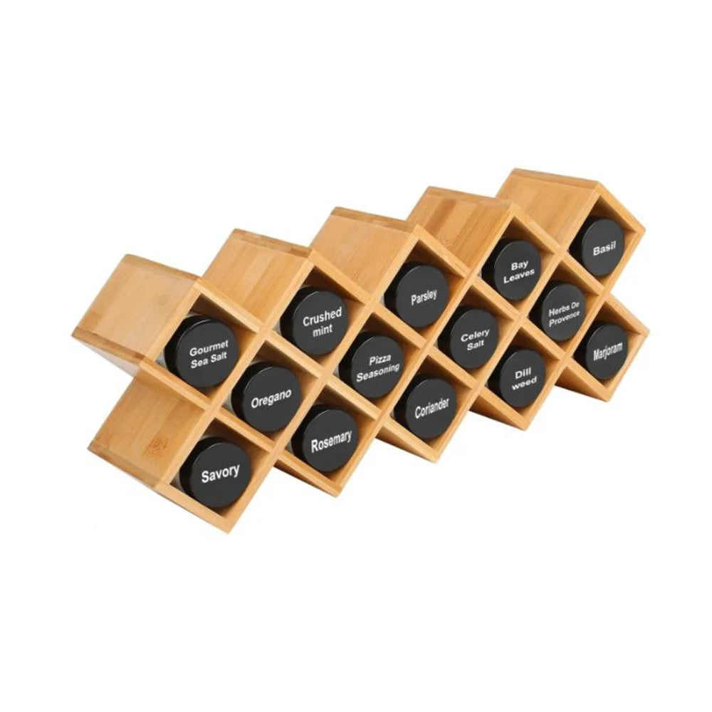 Free-Standing Countertop Storage Organizer Shelf 4-Tier Bamboo Spice Rack 4-Layer Stackable Rack Organizer