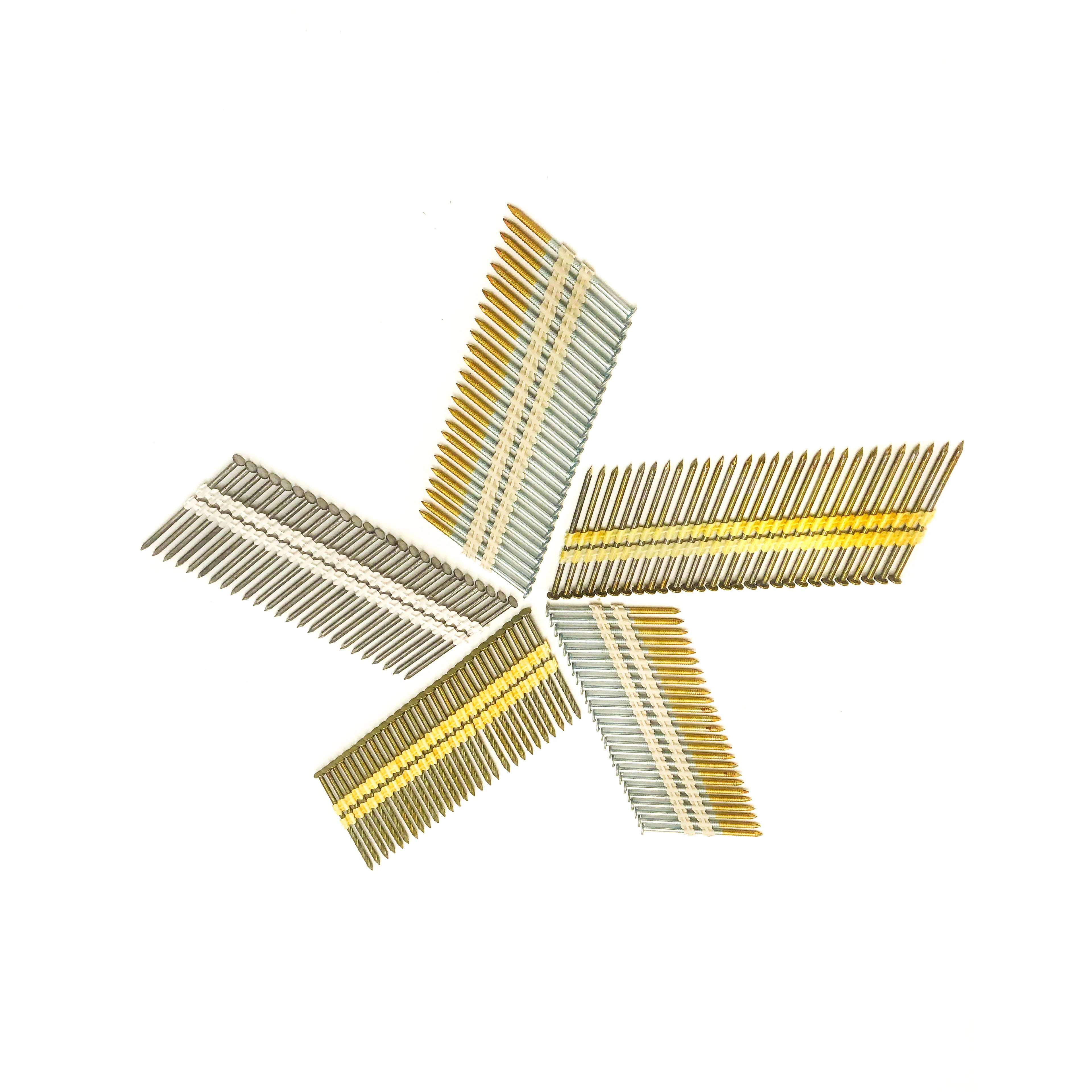 21 34 Degree Galvanized Round Head Smooth/ring Shank Sheet Paper Collated Framing Nails Polished Wood Pallet Plastic Strip Nails
