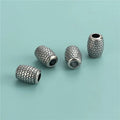 Vintage 10mm Woven Pattern Barrel Beads Big Hole 925 Sterling Silver Barrel Charm Beads for Jewelry Making Supplies