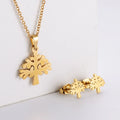 2022 Women's Engagement Jewelry Set High-Polished Natural Tree Shape Necklace 18K Gold Stainless Steel for Weddings Parties