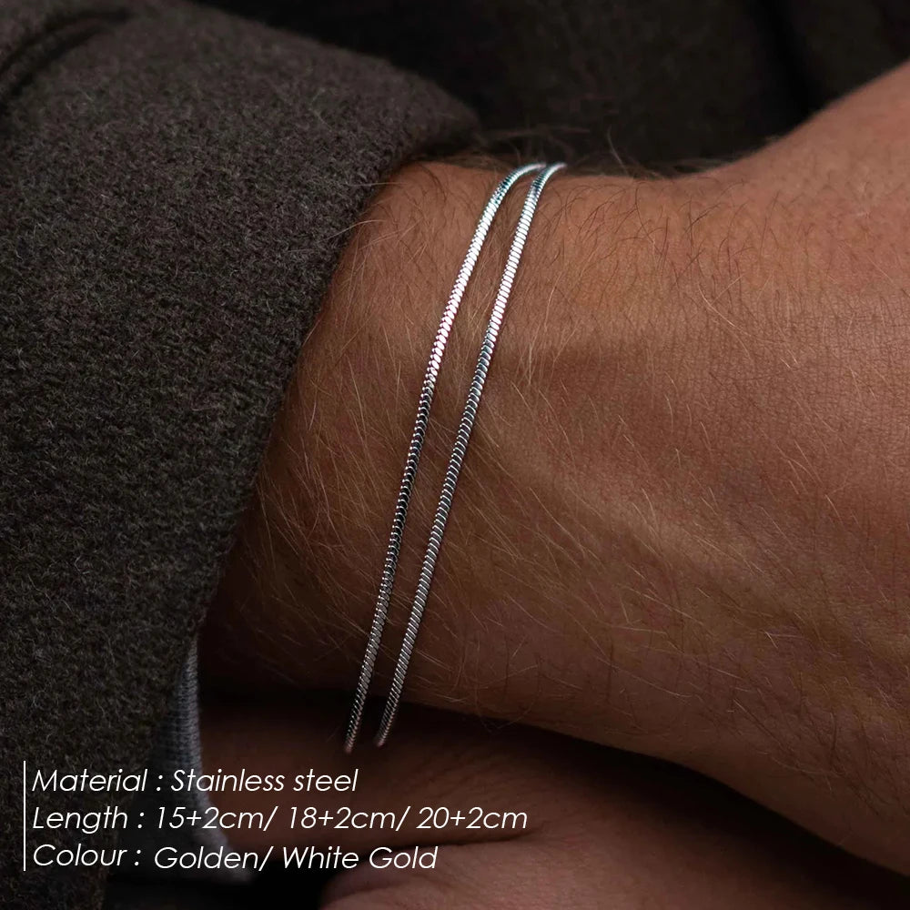 EManco 1.5MM Square Snake Chain Bracelet Men's Titanium Steel Bracelet Simple Jewelry Wholesale